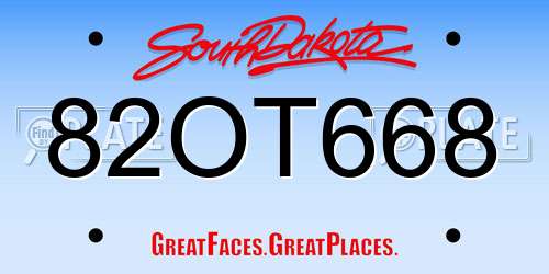 82OT668 South Dakota License Plate