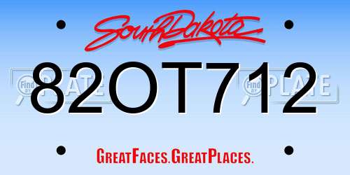 82OT712 South Dakota License Plate