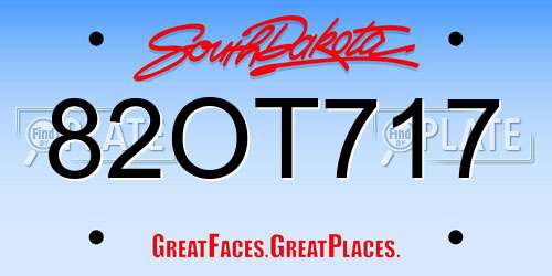 82OT717 South Dakota License Plate