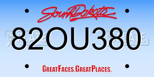 82OU380 South Dakota License Plate