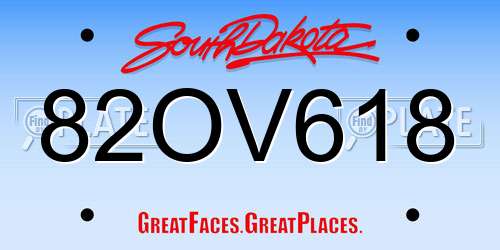 82OV618 South Dakota License Plate