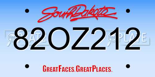82OZ212 South Dakota License Plate