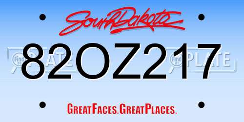82OZ217 South Dakota License Plate