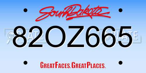 82OZ665 South Dakota License Plate