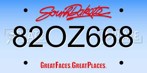 82OZ668 South Dakota License Plate