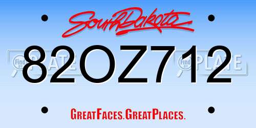 82OZ712 South Dakota License Plate