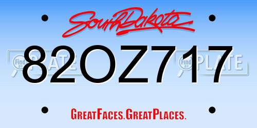 82OZ717 South Dakota License Plate