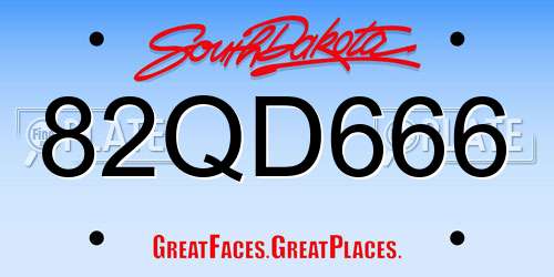82QD666 South Dakota License Plate