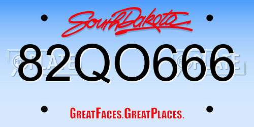 82QO666 South Dakota License Plate