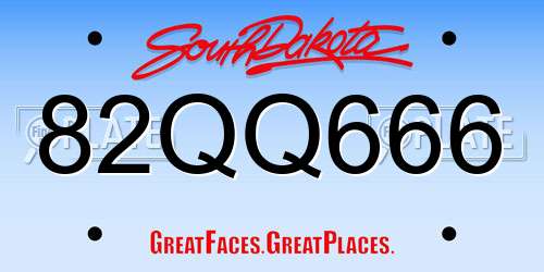 82QQ666 South Dakota License Plate