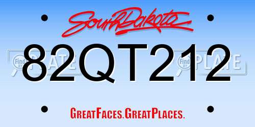 82QT212 South Dakota License Plate