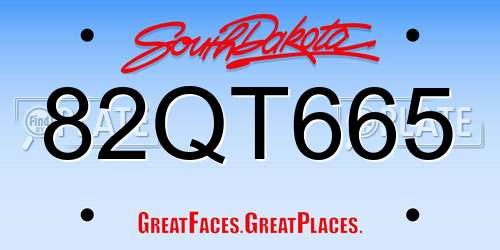 82QT665 South Dakota License Plate