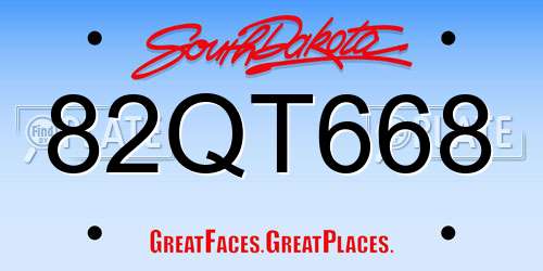 82QT668 South Dakota License Plate