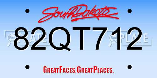 82QT712 South Dakota License Plate