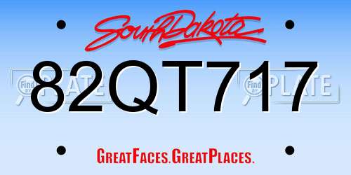 82QT717 South Dakota License Plate