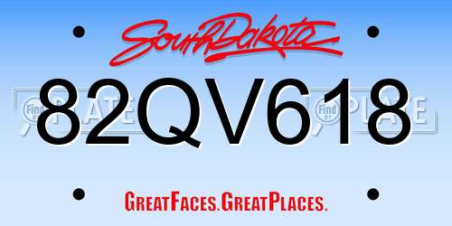 82QV618 South Dakota License Plate