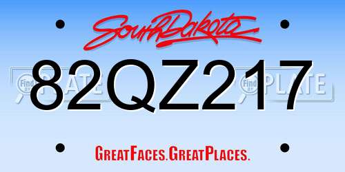 82QZ217 South Dakota License Plate