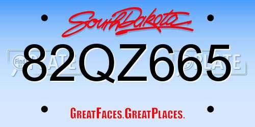 82QZ665 South Dakota License Plate