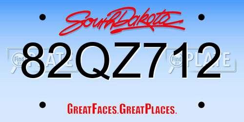 82QZ712 South Dakota License Plate