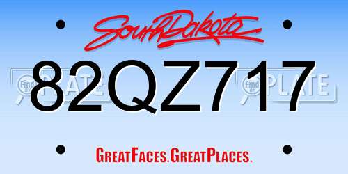 82QZ717 South Dakota License Plate