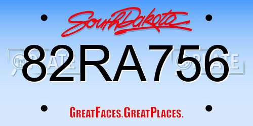 82RA756 South Dakota License Plate
