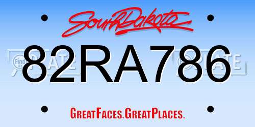 82RA786 South Dakota License Plate