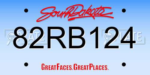 82RB124 South Dakota License Plate