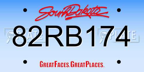 82RB174 South Dakota License Plate