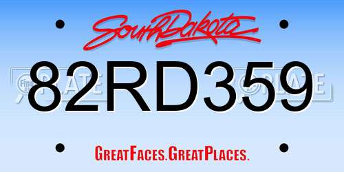 82RD359 South Dakota License Plate