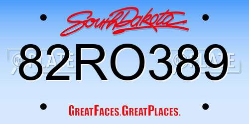 82RO389 South Dakota License Plate