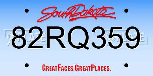 82RQ359 South Dakota License Plate