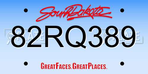 82RQ389 South Dakota License Plate