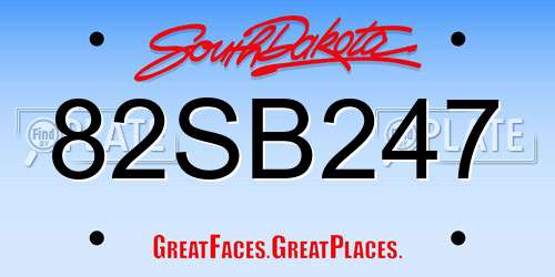 82SB247 South Dakota License Plate