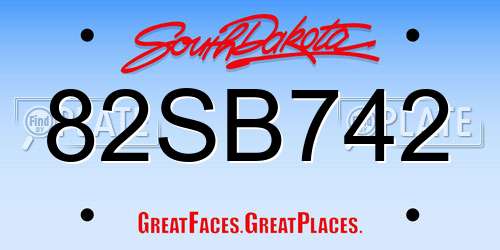 82SB742 South Dakota License Plate