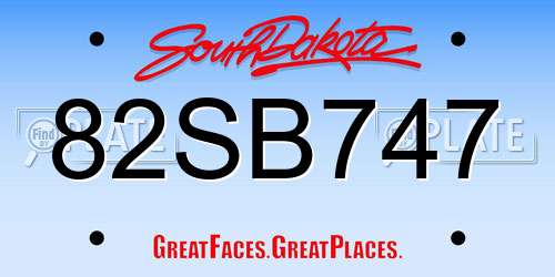 82SB747 South Dakota License Plate