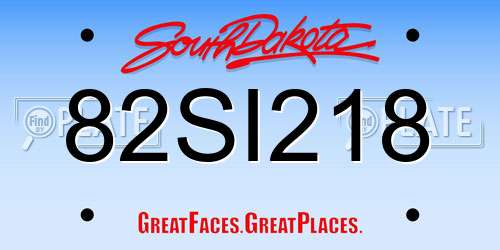 82SI218 South Dakota License Plate
