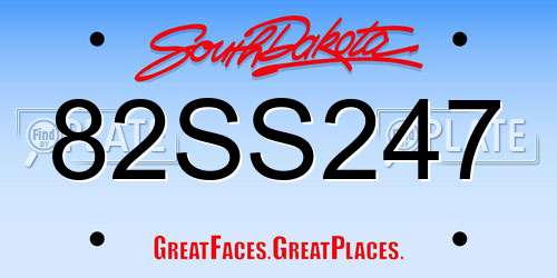 82SS247 South Dakota License Plate