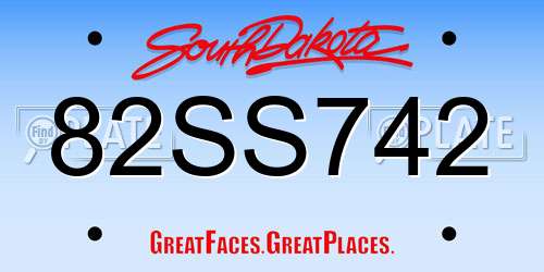 82SS742 South Dakota License Plate