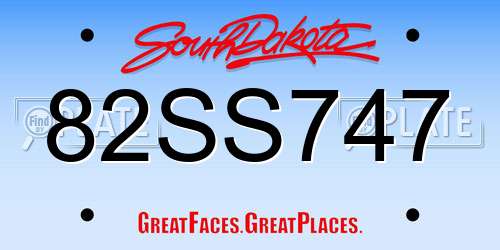 82SS747 South Dakota License Plate