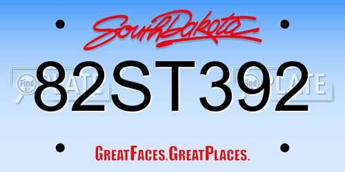 82ST392 South Dakota License Plate