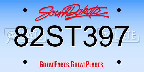 82ST397 South Dakota License Plate