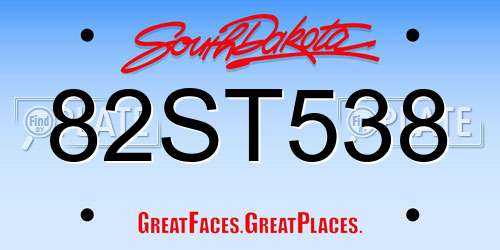 82ST538 South Dakota License Plate
