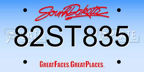 82ST835 South Dakota License Plate