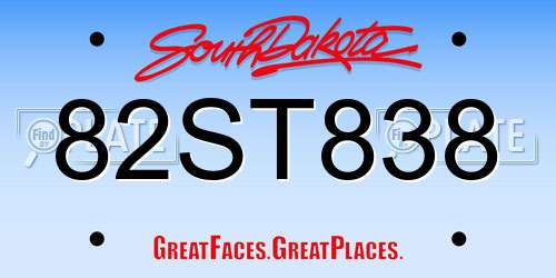 82ST838 South Dakota License Plate