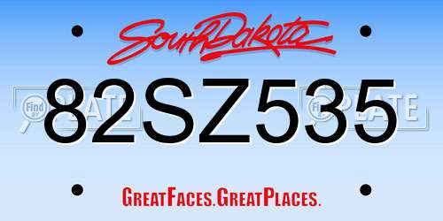 82SZ535 South Dakota License Plate