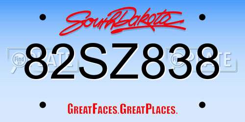 82SZ838 South Dakota License Plate