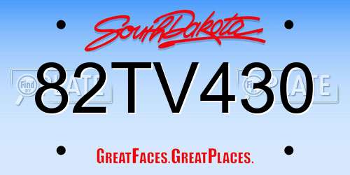 82TV430 South Dakota License Plate