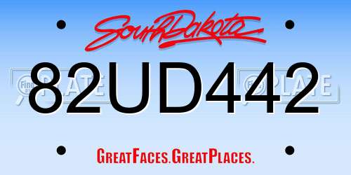 82UD442 South Dakota License Plate