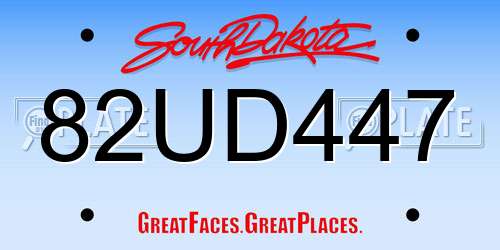 82UD447 South Dakota License Plate