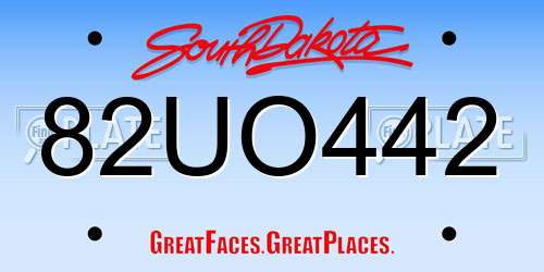 82UO442 South Dakota License Plate